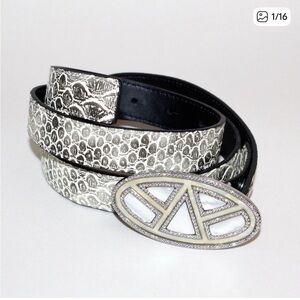 NWOT CAbi Emblem Snake pattern Belt with Gold Embossing